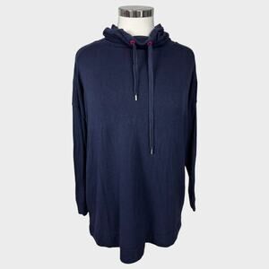 Chaps Sport Large Navy Blue Cowl Neck Drawstring Sweatshirt Viscose